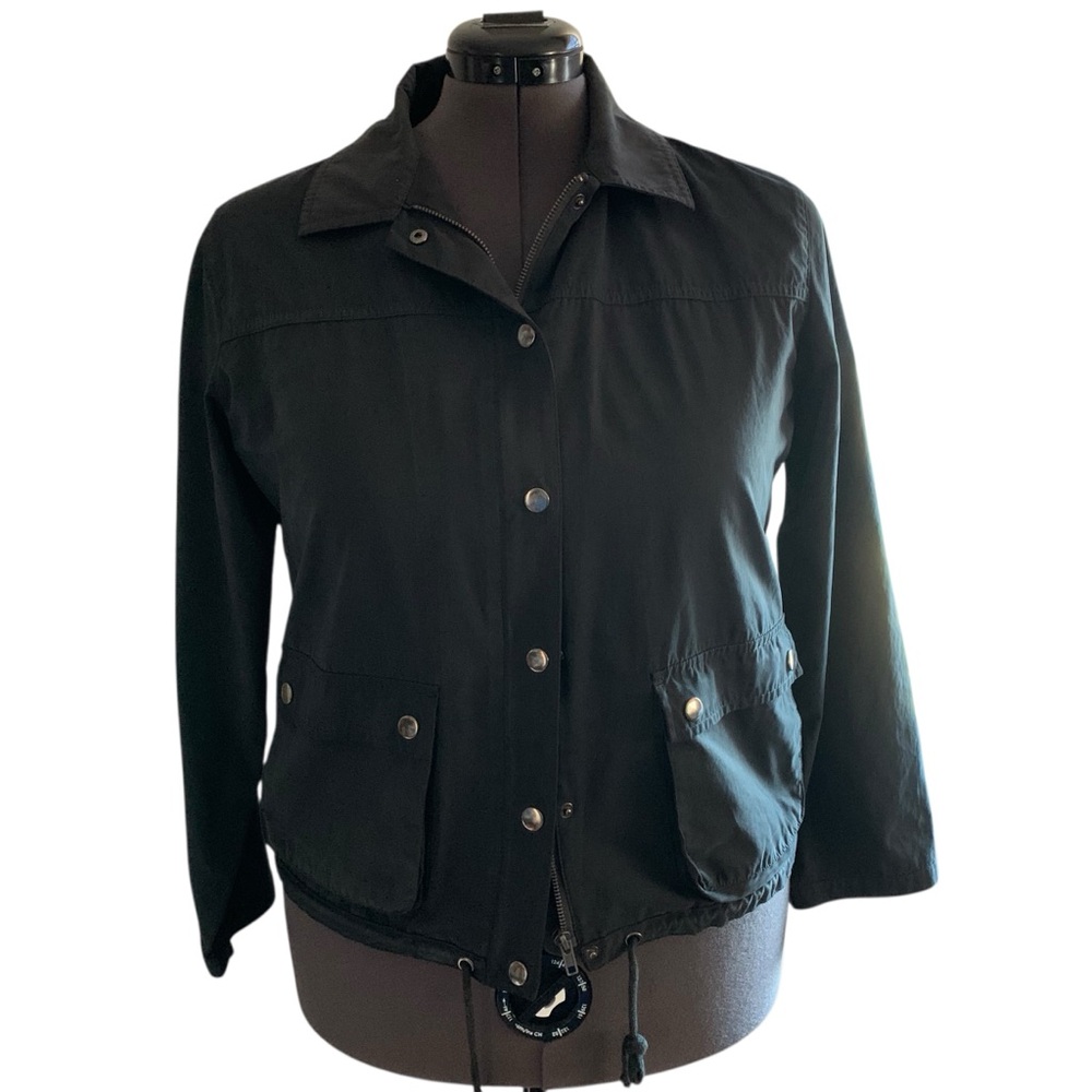 Chico’s Jacket Black Windbreaker with Hood * Large / 12